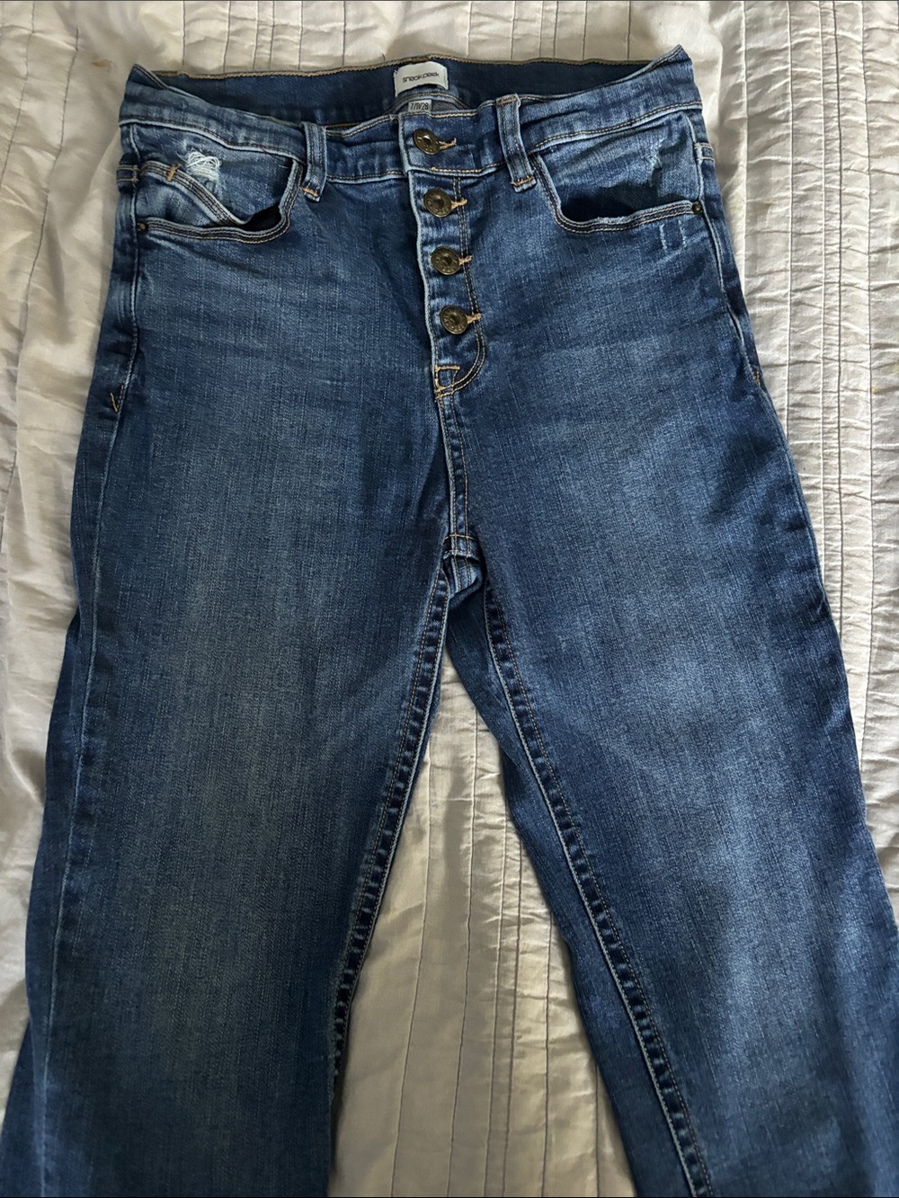 Sneak Peek Medium Blue High-Rise Button-Fly Skinny Jeans